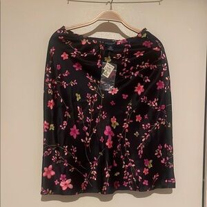 Elegant Black Skirt with Pink Floral Design